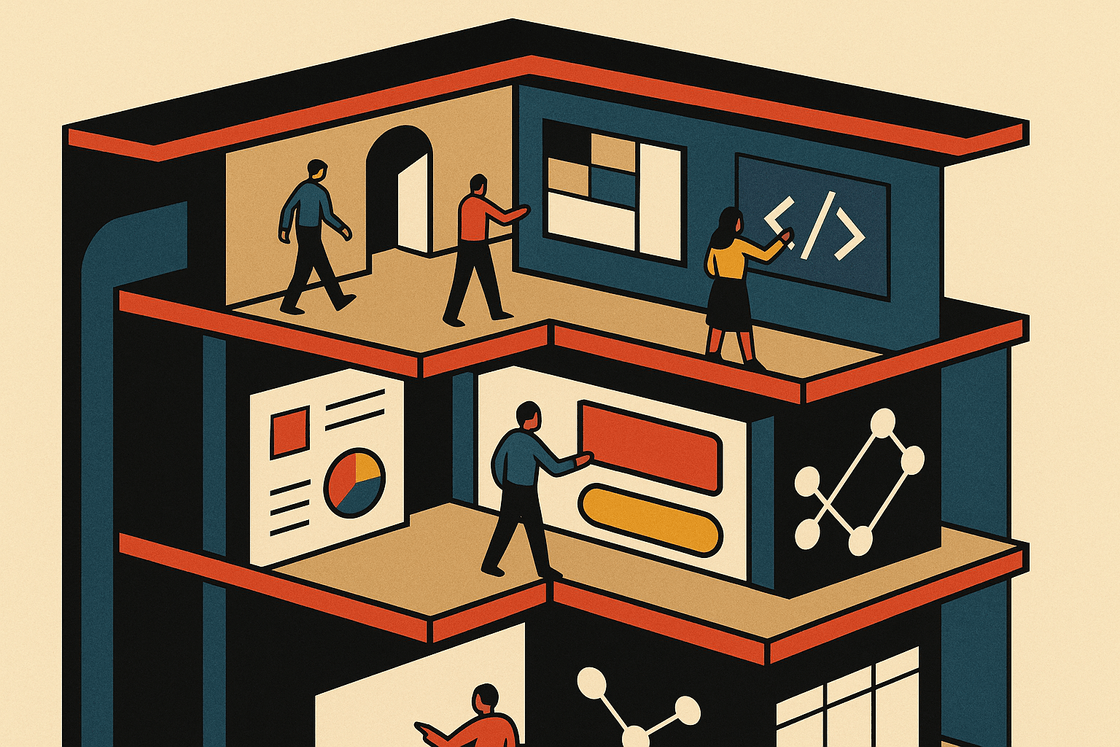 Cover illustration for Part II showing the layered model of composable frontend architecture