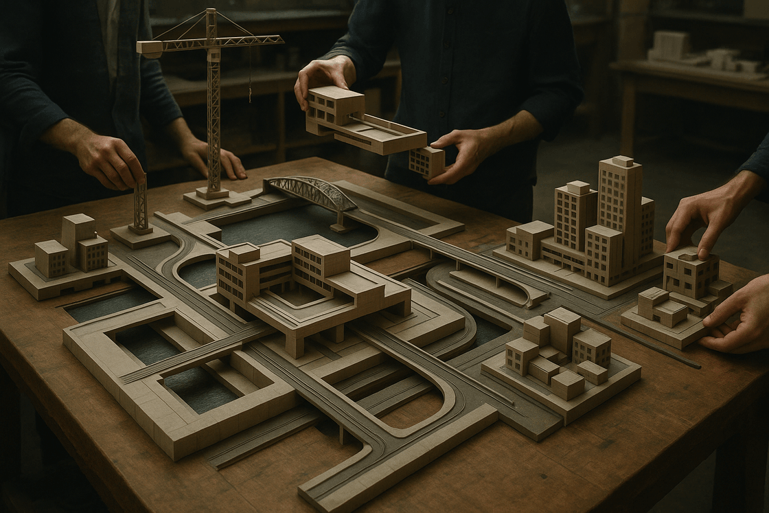 Cover illustration for Introduction to Composable Systems showing modular building blocks assembled into a larger platform